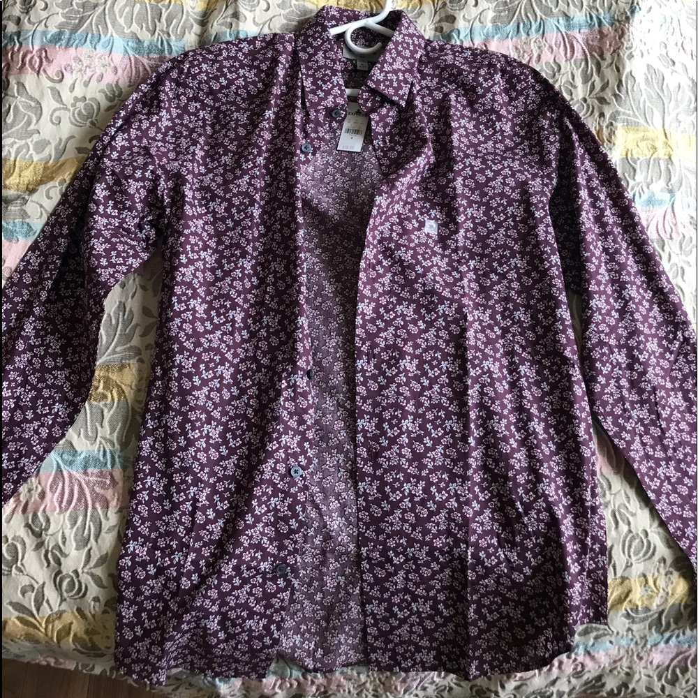 Express Slim Fit Dress Shirt Button Down Floral